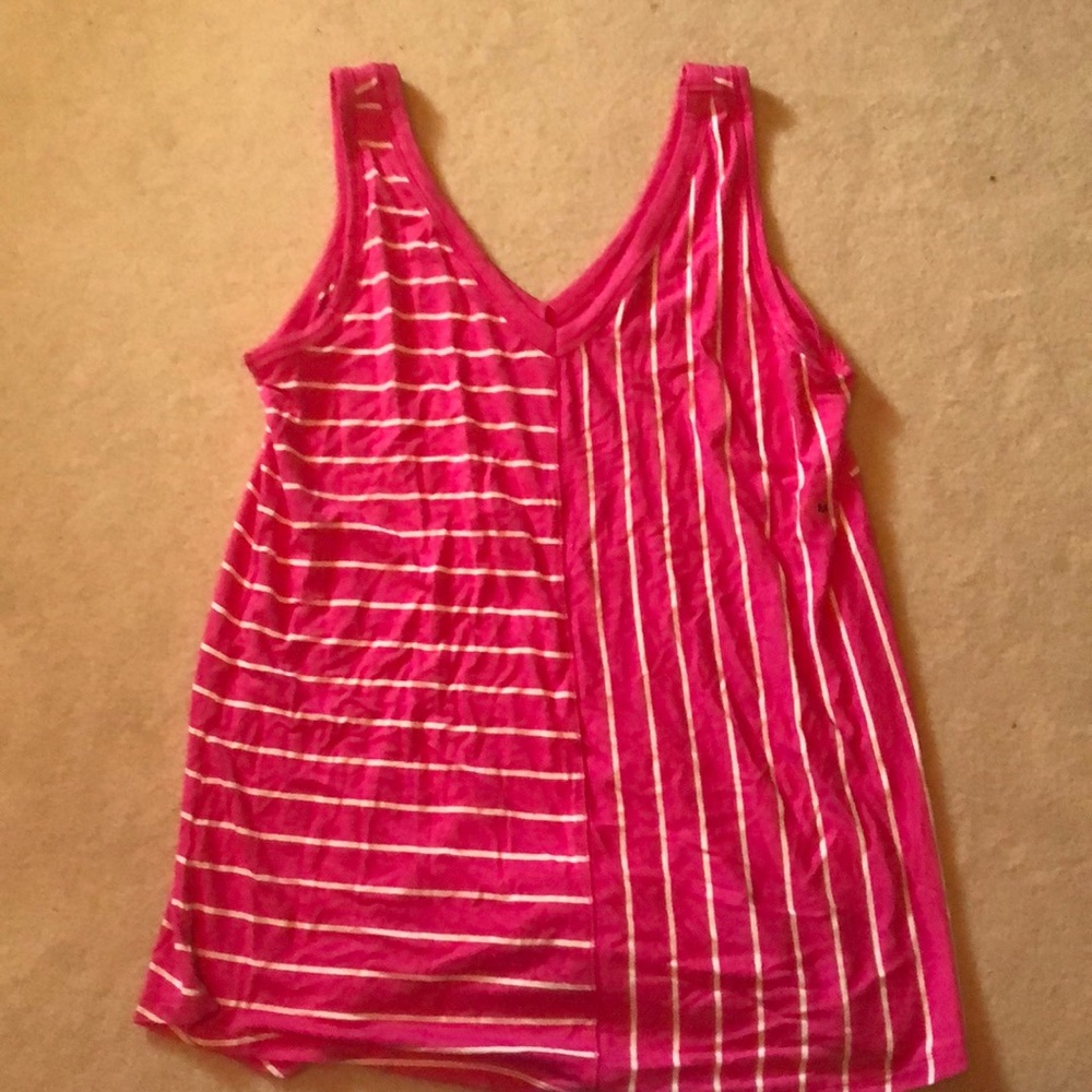 NWOT Maurices 24/7 pink stripe tank, M